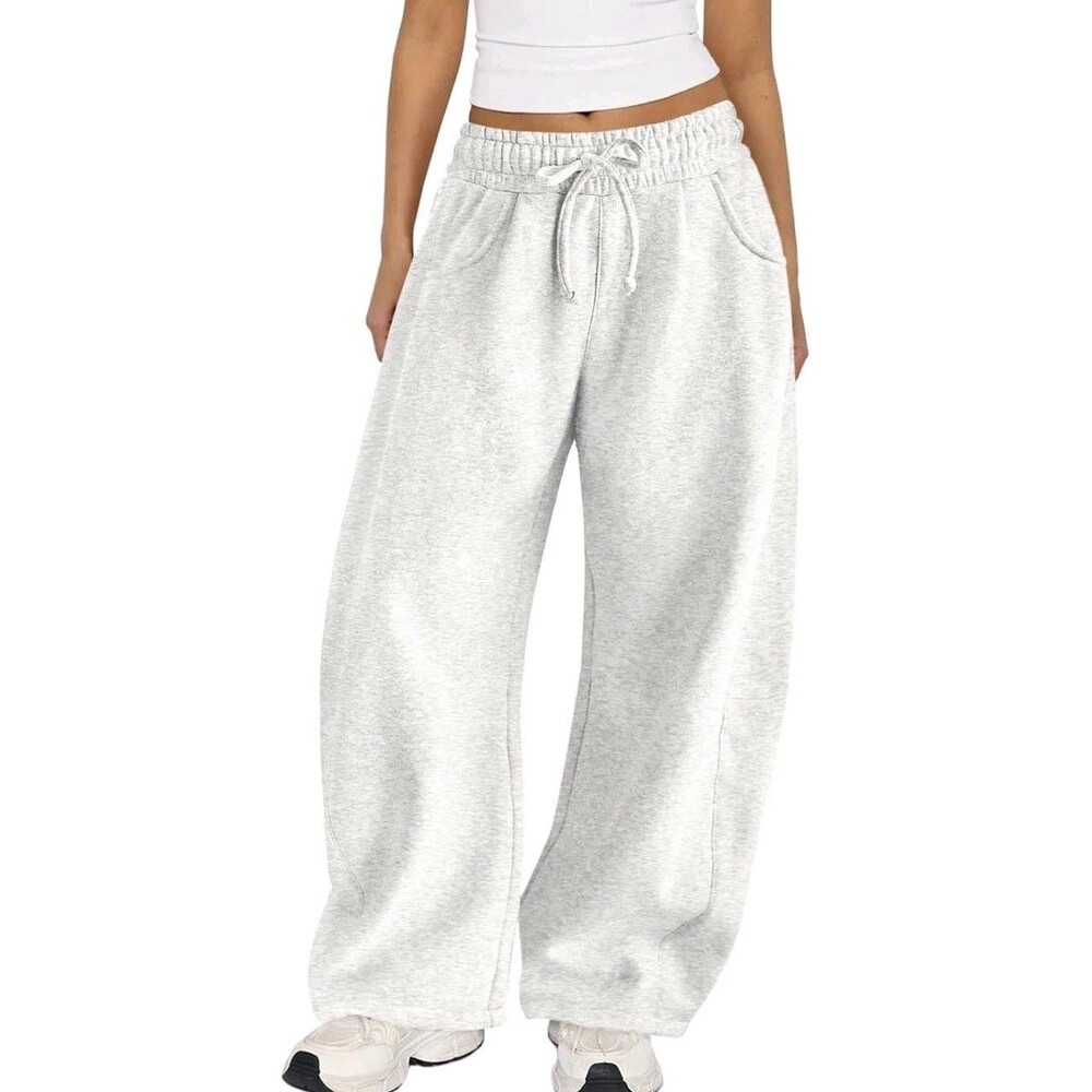 Barrel Sweatpants Gray Wide Leg Pants for Women Fall  New Cute!
